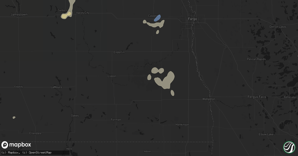 Hail map in Mcleod, ND on July 30, 2026