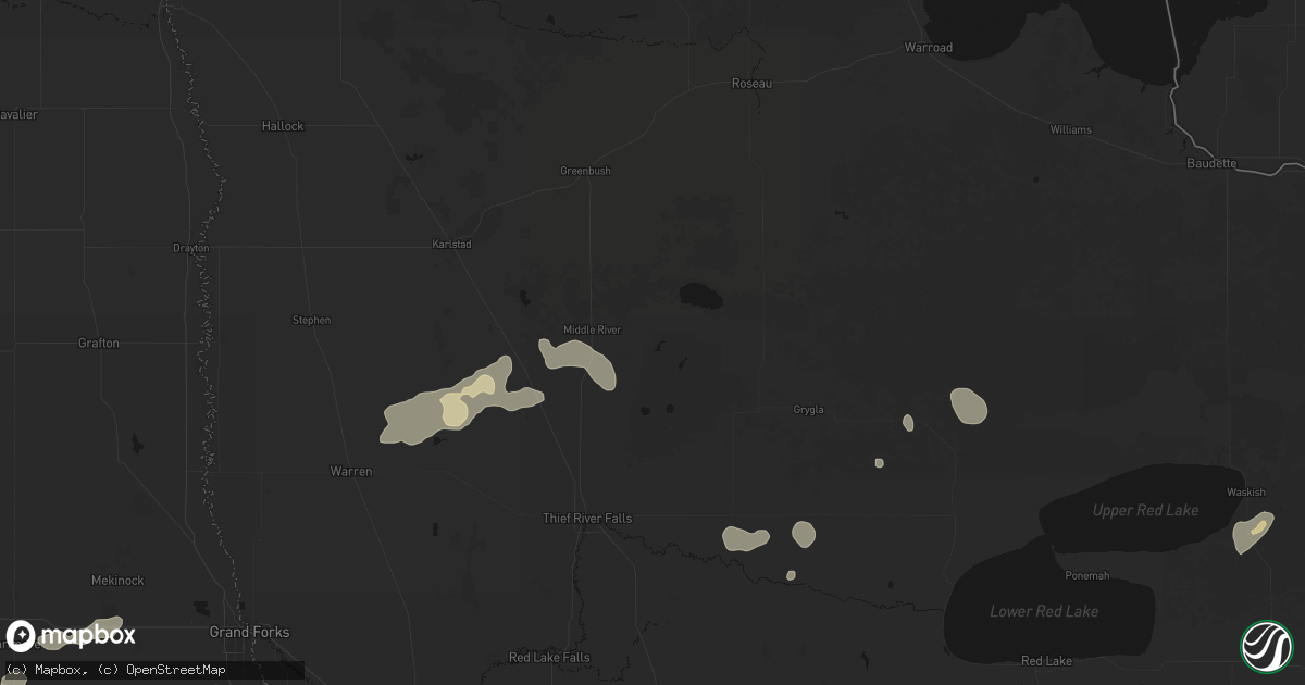 Hail map in Middle River, MN on July 30, 2026
