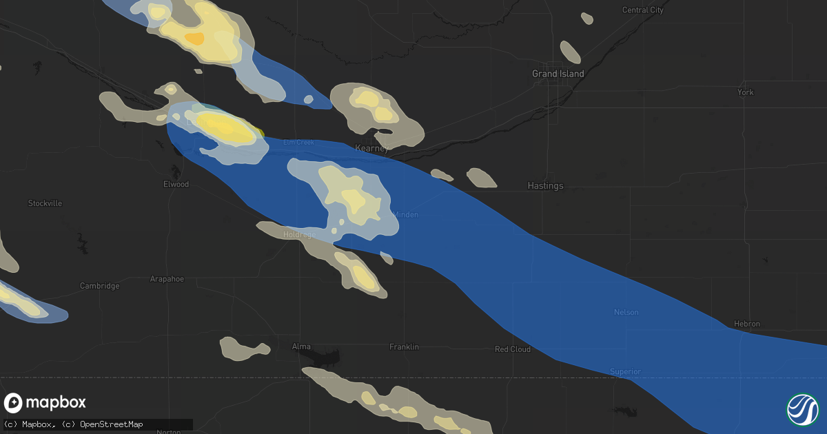 Hail map in Minden, NE on July 30, 2026