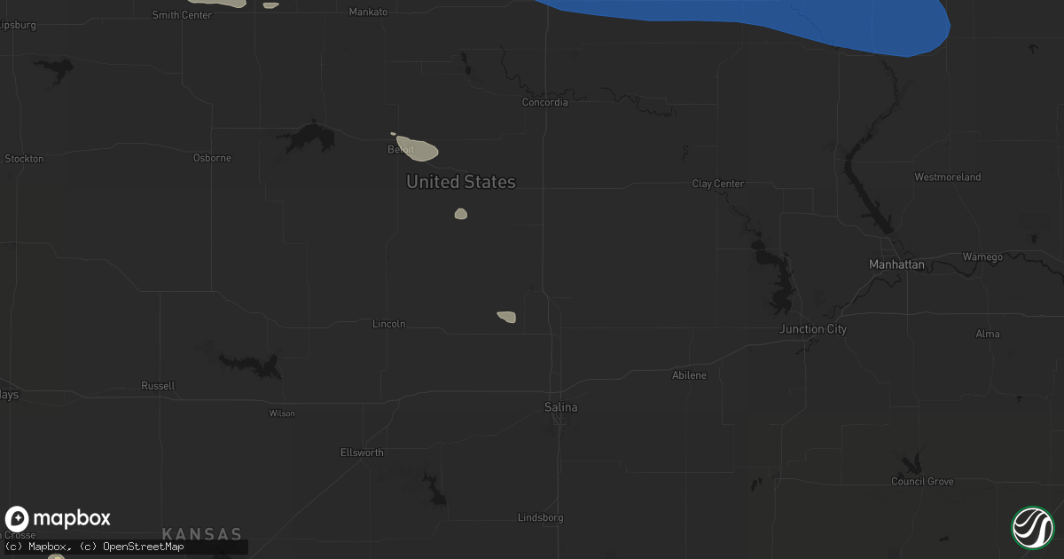 Hail map in Minneapolis, KS on July 30, 2026
