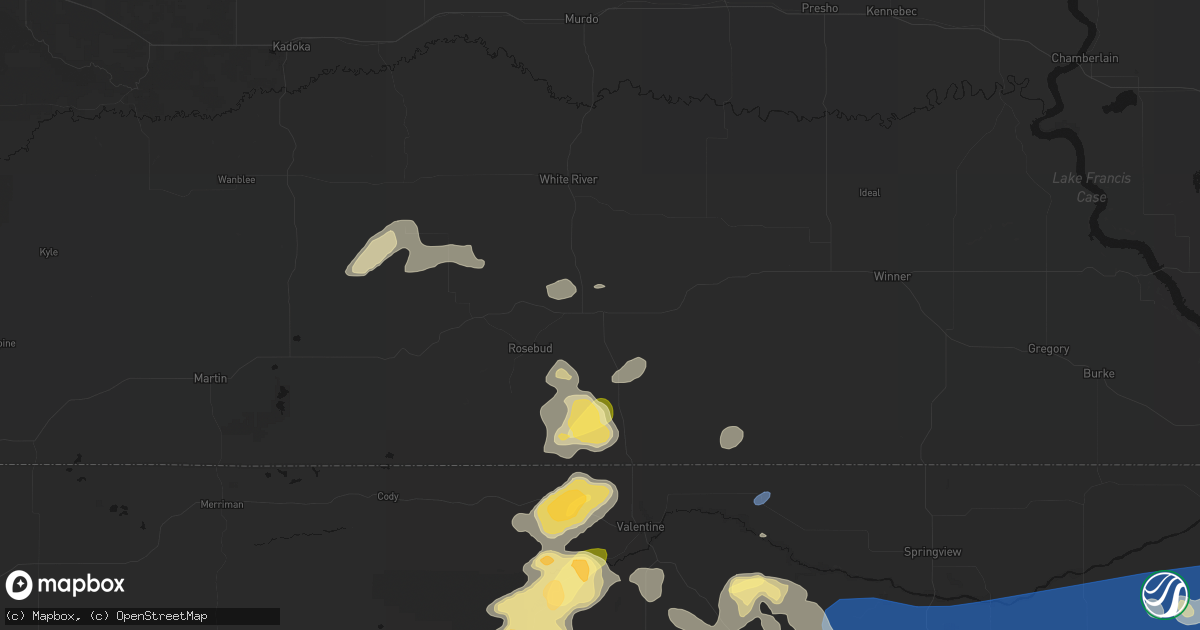 Hail map in Mission, SD on July 30, 2026
