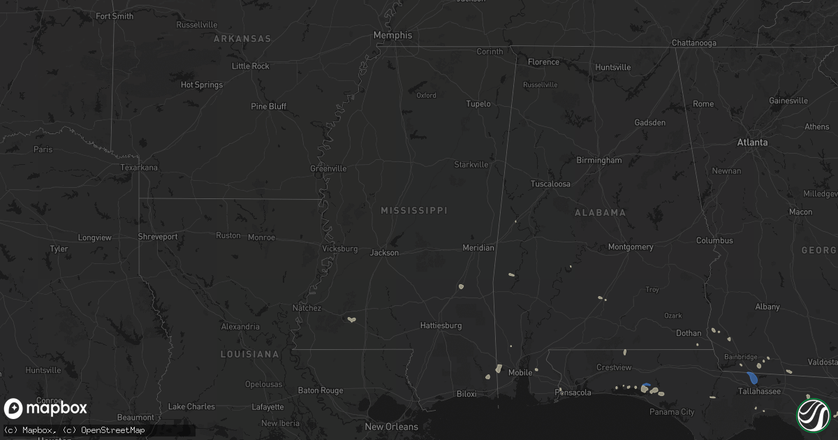 Hail map in Mississippi on July 30, 2026