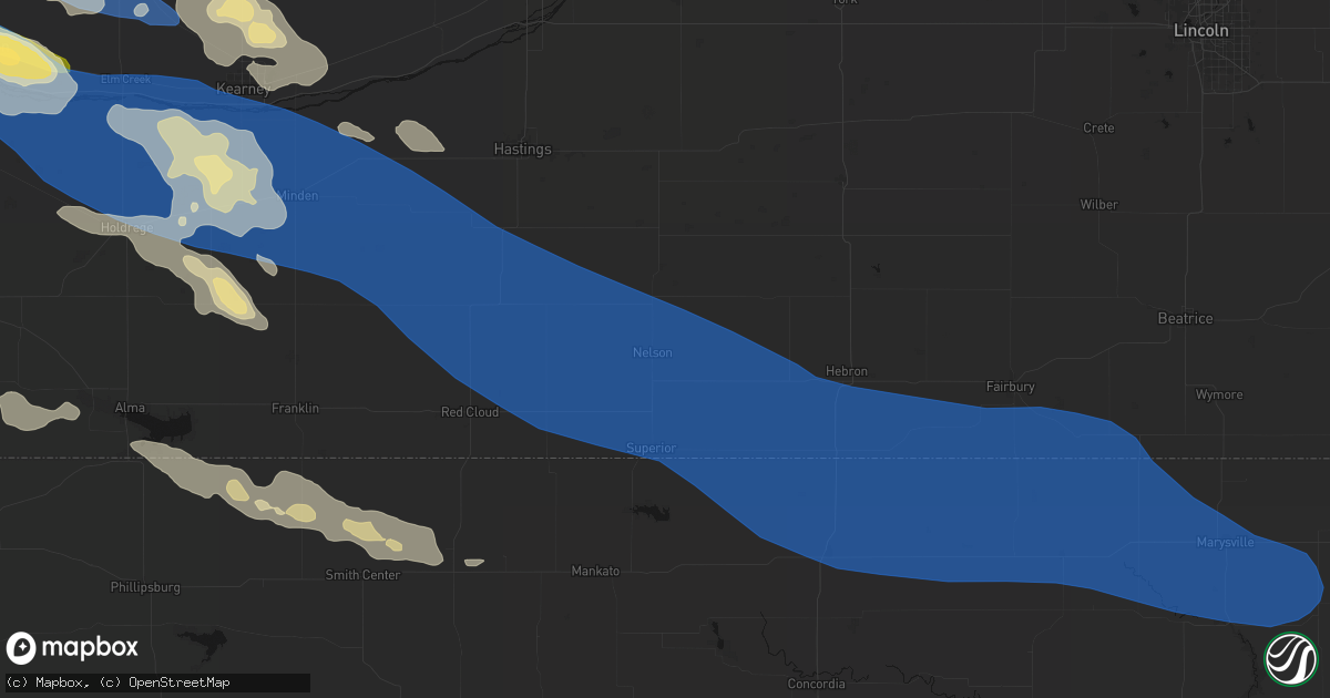 Hail map in Nelson, NE on July 30, 2026