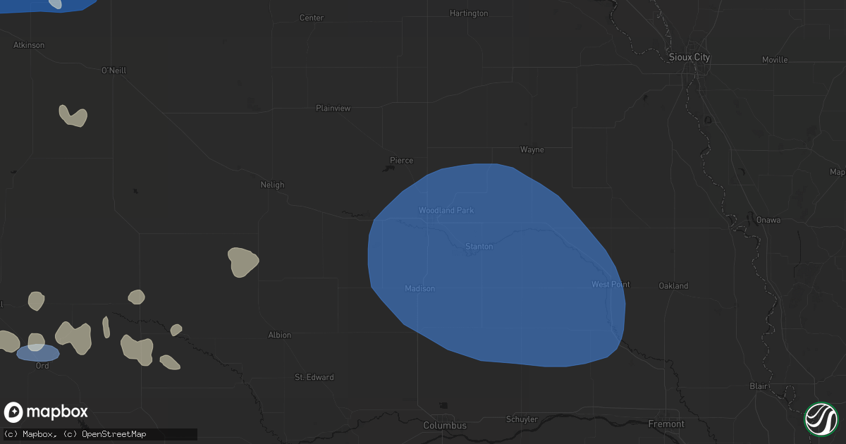 Hail map in Norfolk, NE on July 30, 2026
