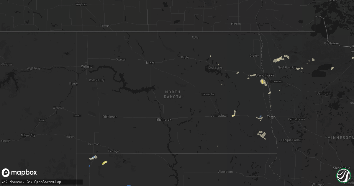 Hail map in North Dakota on July 30, 2026