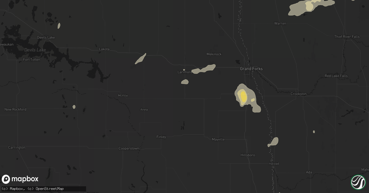 Hail map in Northwood, ND on July 30, 2026