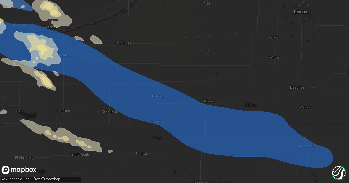Hail map in Oak, NE on July 30, 2026