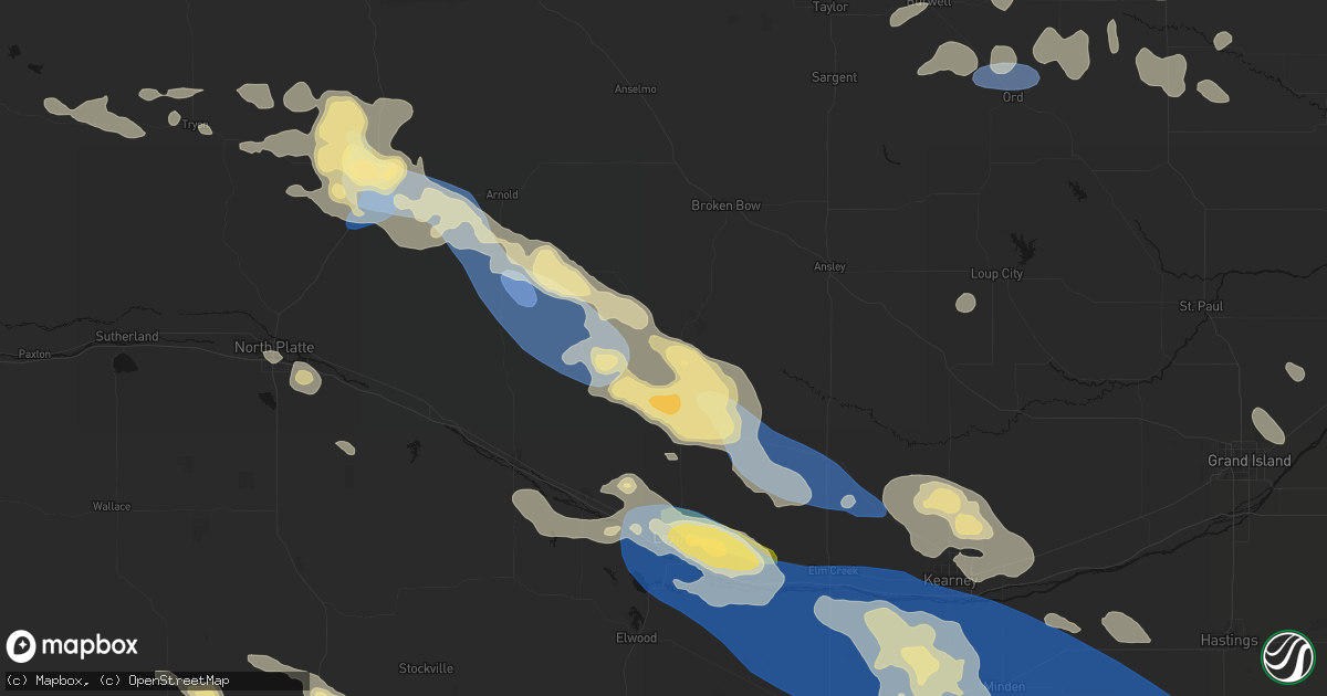 Hail map in Oconto, NE on July 30, 2026