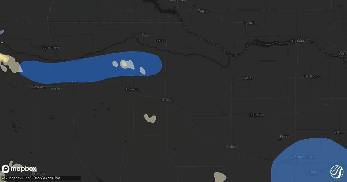 Hail map in Oneill, NE on July 30, 2026