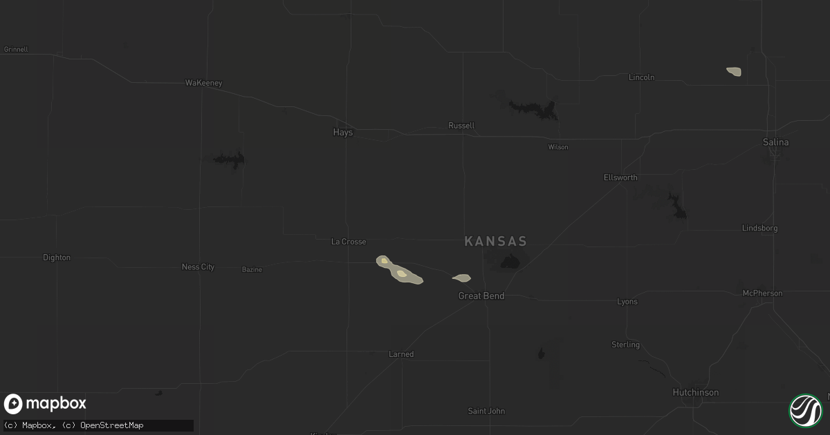Hail map in Otis, KS on July 30, 2026