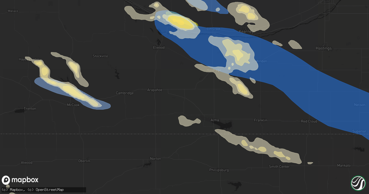 Hail map in Oxford, NE on July 30, 2026