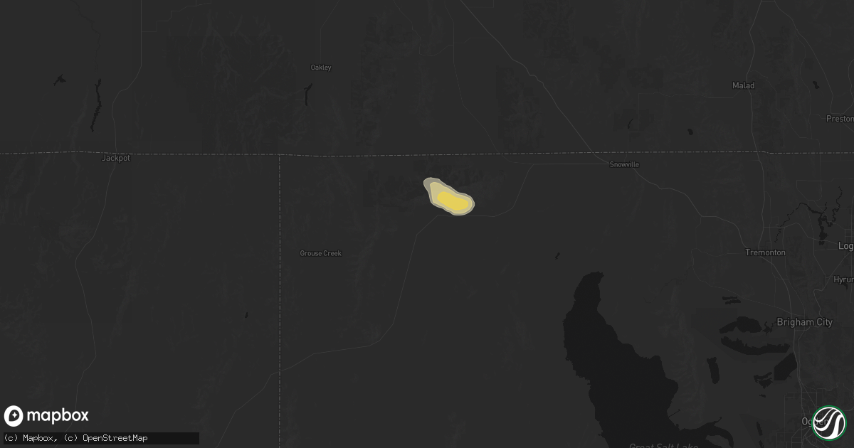 Hail map in Park Valley, UT on July 30, 2026
