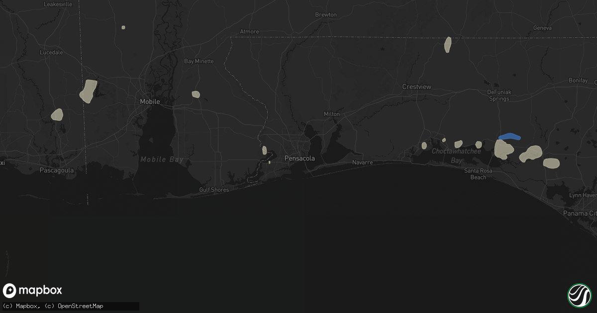Hail map in Pensacola, FL on July 30, 2026
