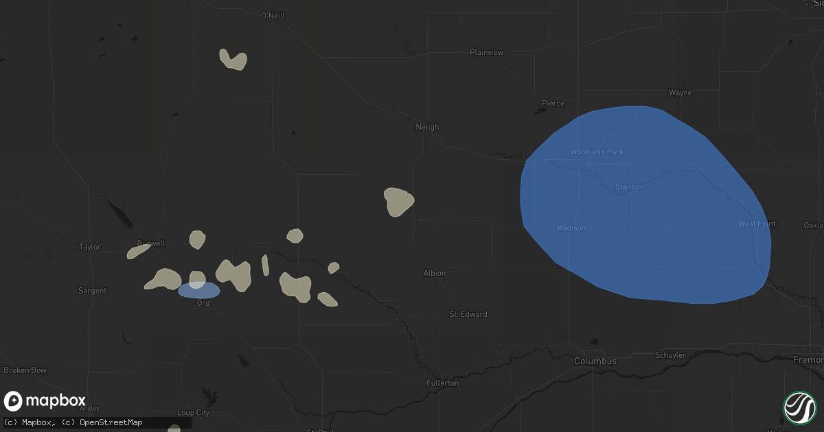 Hail map in Petersburg, NE on July 30, 2026