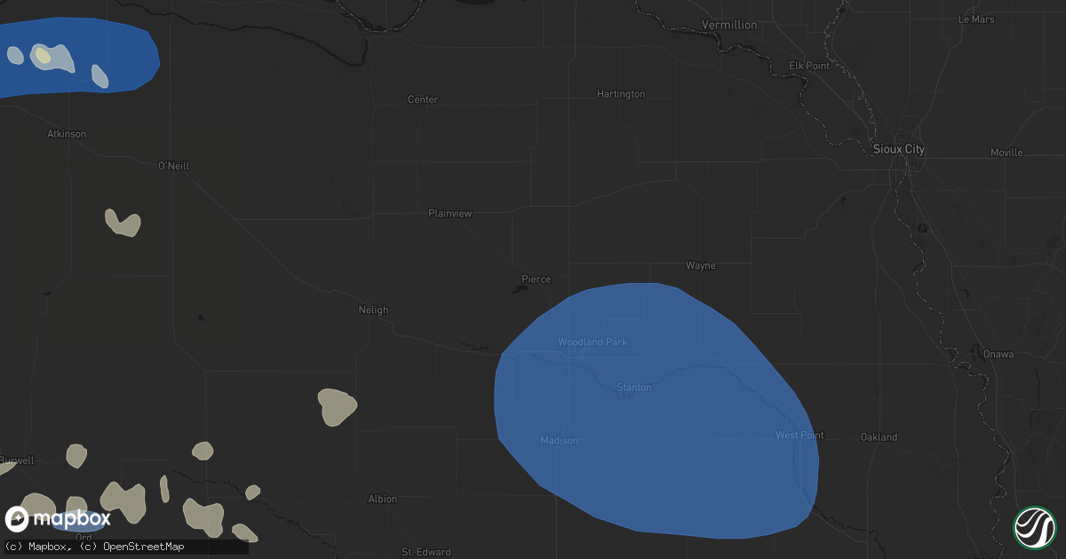 Hail map in Pierce, NE on July 30, 2026