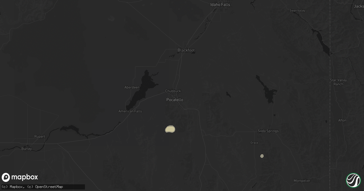 Hail map in Pocatello, ID on July 30, 2026