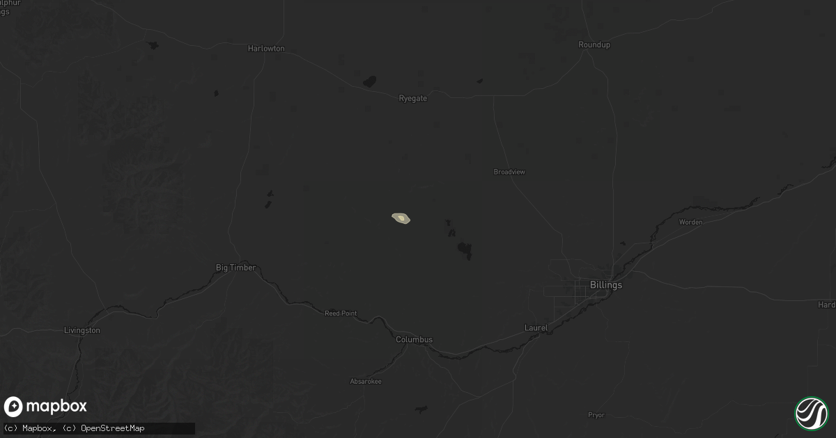 Hail map in Rapelje, MT on July 30, 2026