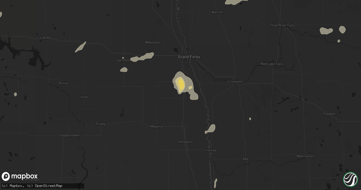 Hail map in Reynolds, ND on July 30, 2026