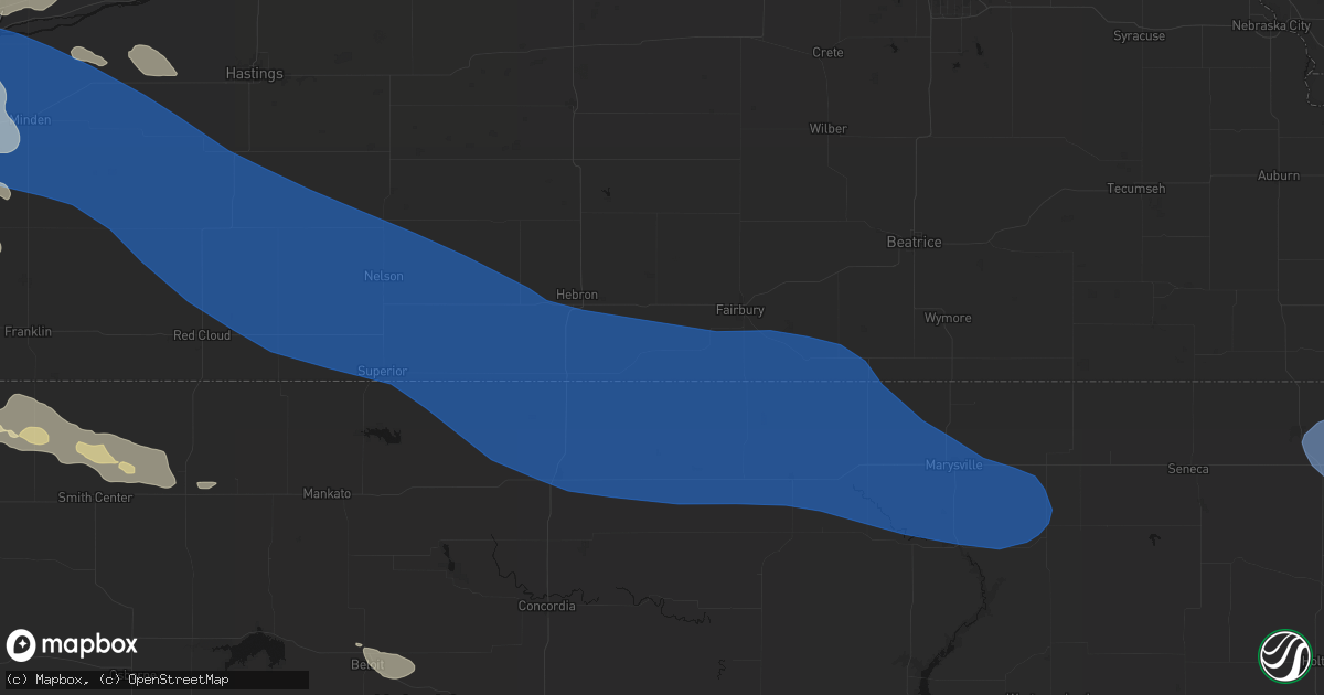 Hail map in Reynolds, NE on July 30, 2026