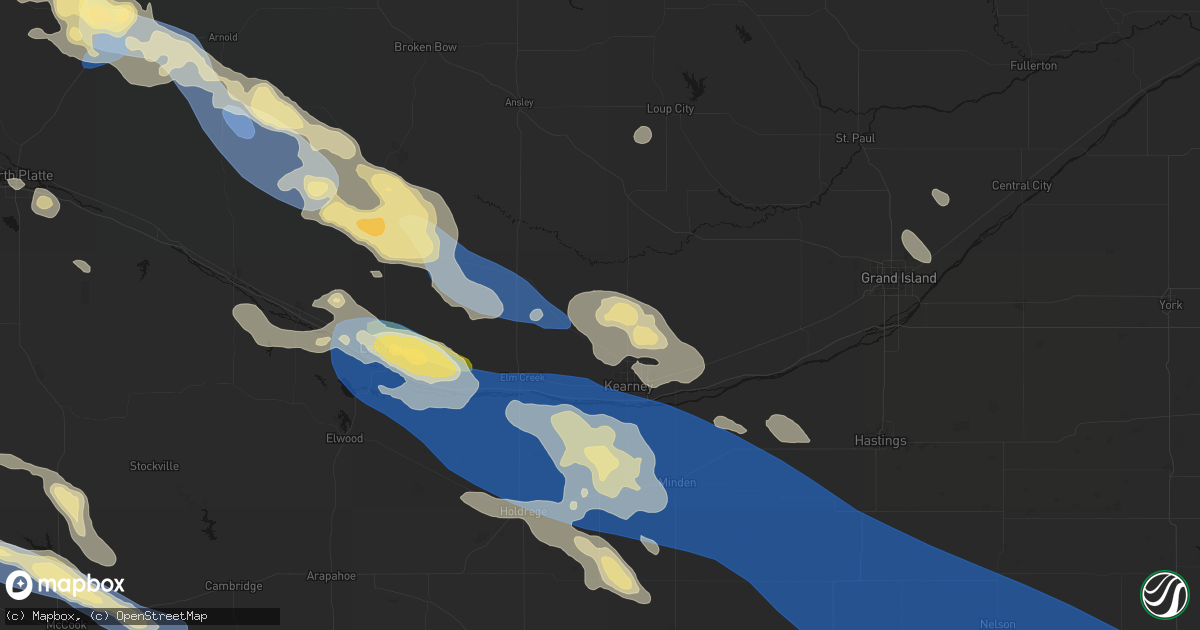 Hail map in Riverdale, NE on July 30, 2026