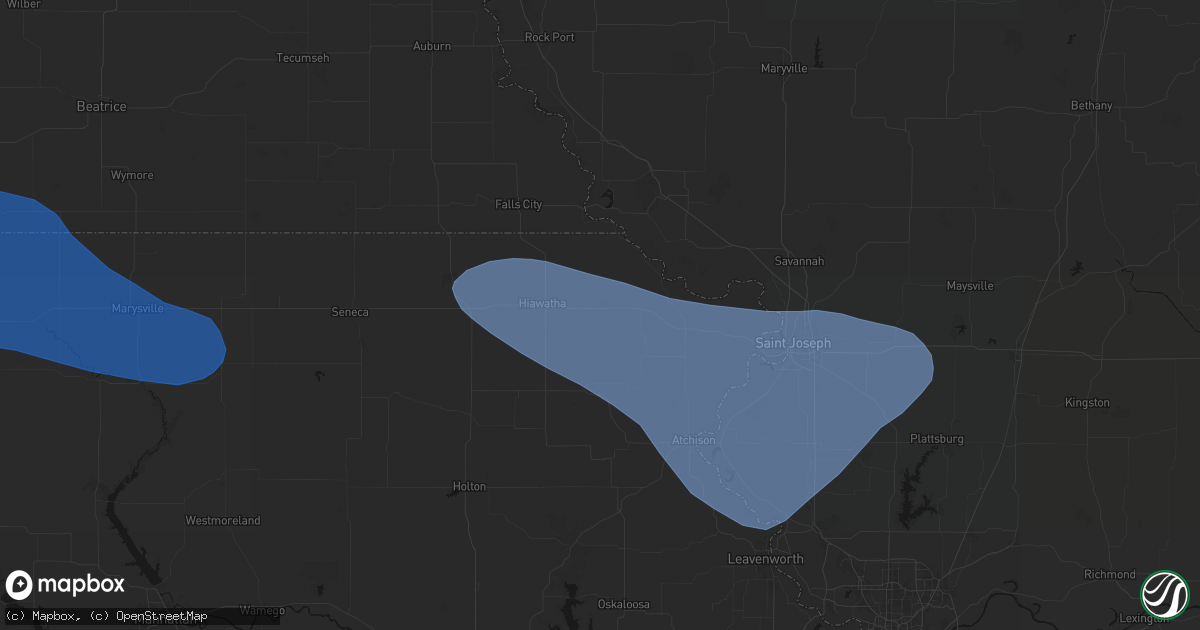 Hail map in Robinson, KS on July 30, 2026