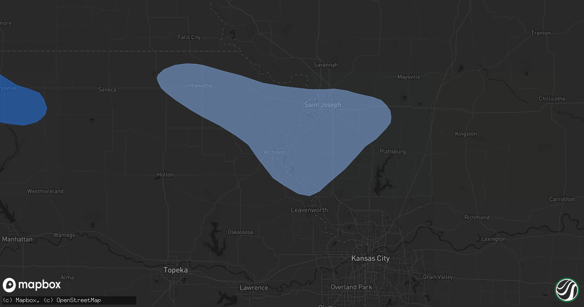 Hail map in Rushville, MO on July 30, 2026