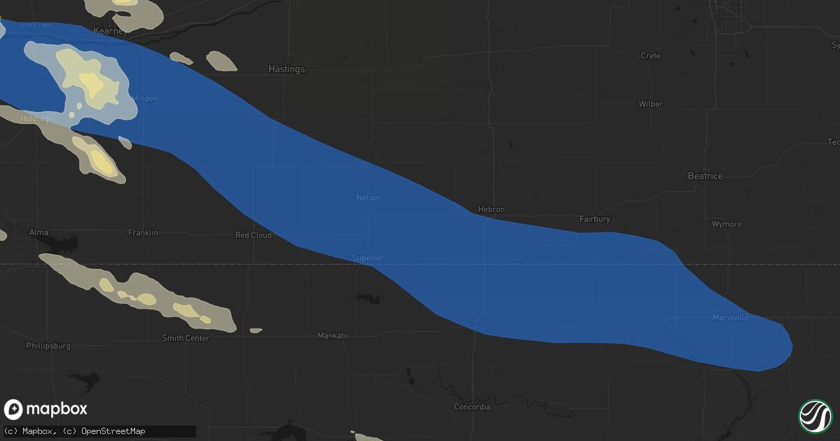 Hail map in Ruskin, NE on July 30, 2026