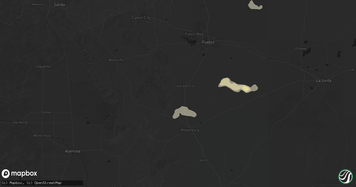 Hail map in Rye, CO on July 30, 2026