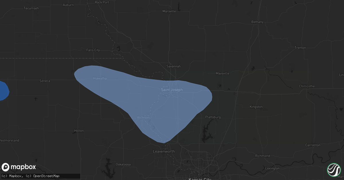 Hail map in Saint Joseph, MO on July 30, 2026