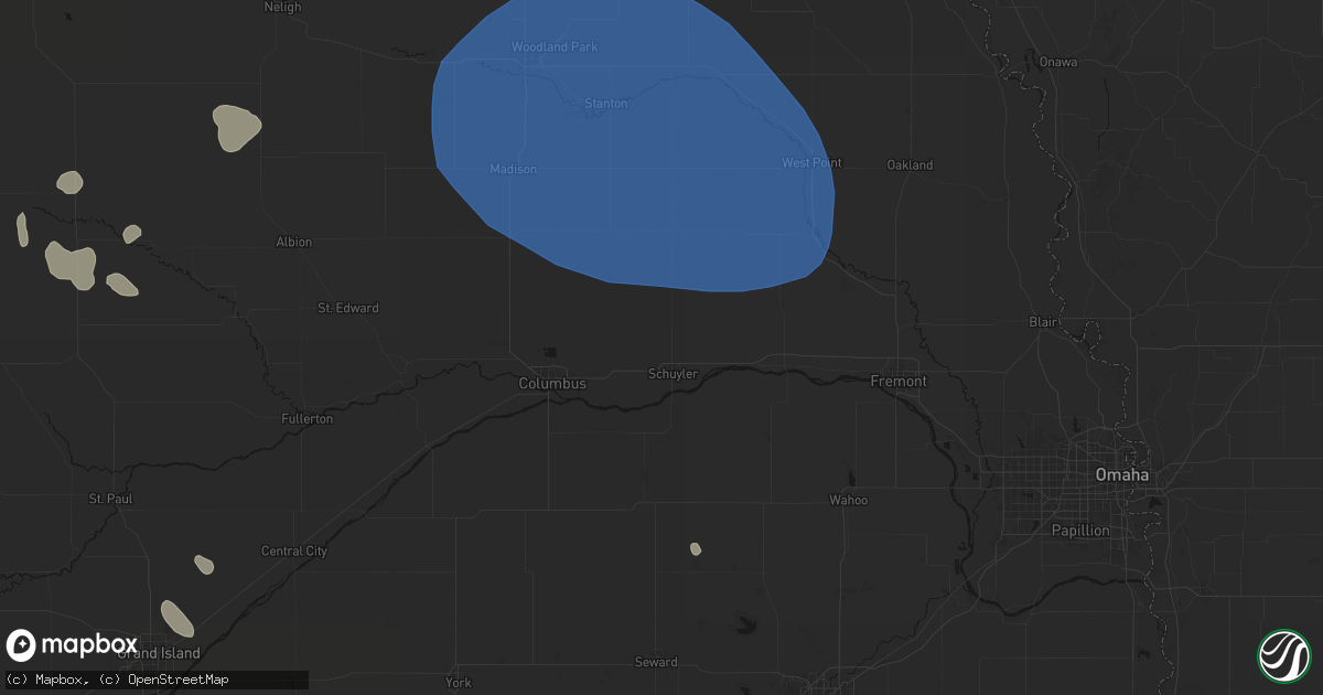 Hail map in Schuyler, NE on July 30, 2026