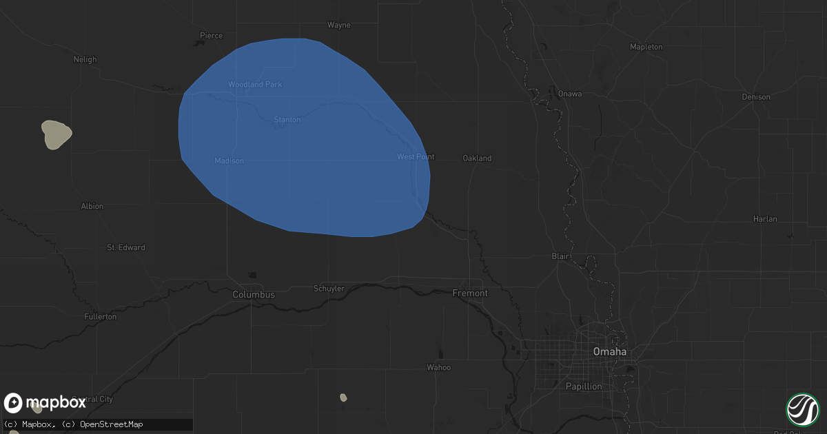 Hail map in Scribner, NE on July 30, 2026