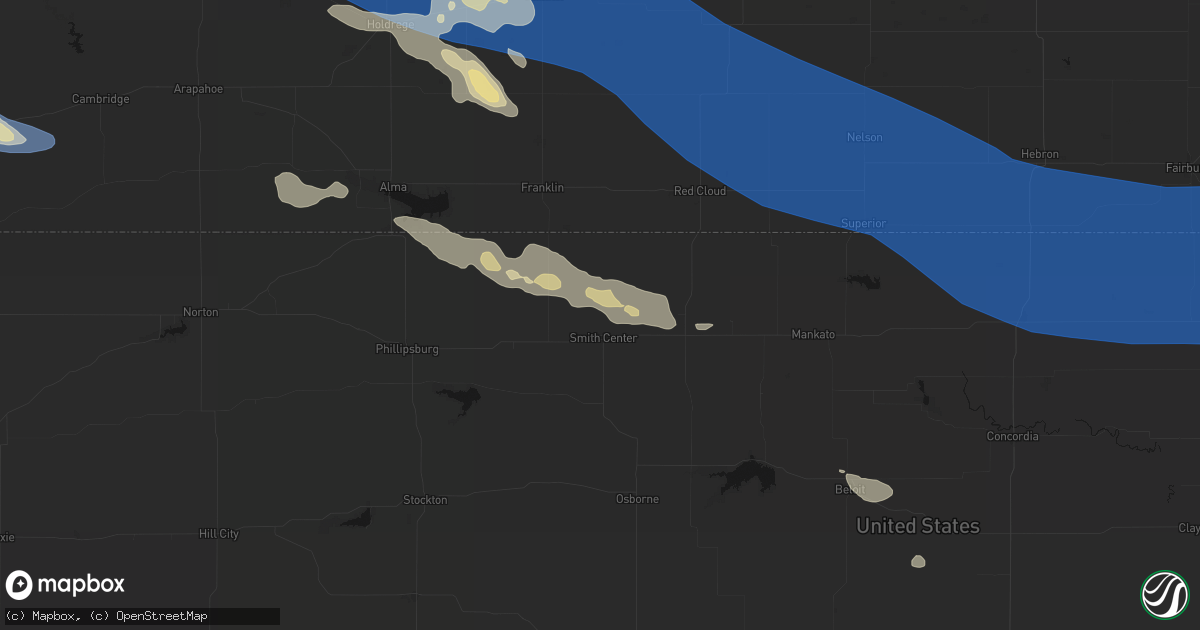 Hail map in Smith Center, KS on July 30, 2026
