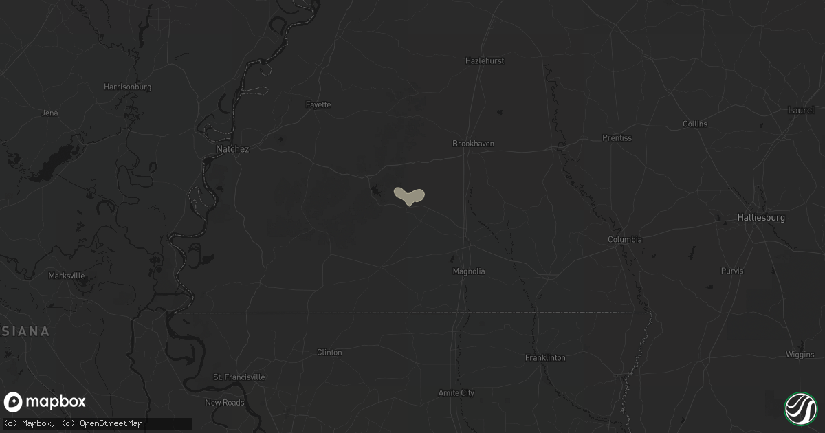 Hail map in Smithdale, MS on July 30, 2026