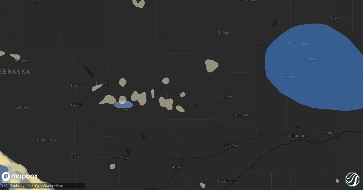 Hail map in Spalding, NE on July 30, 2026