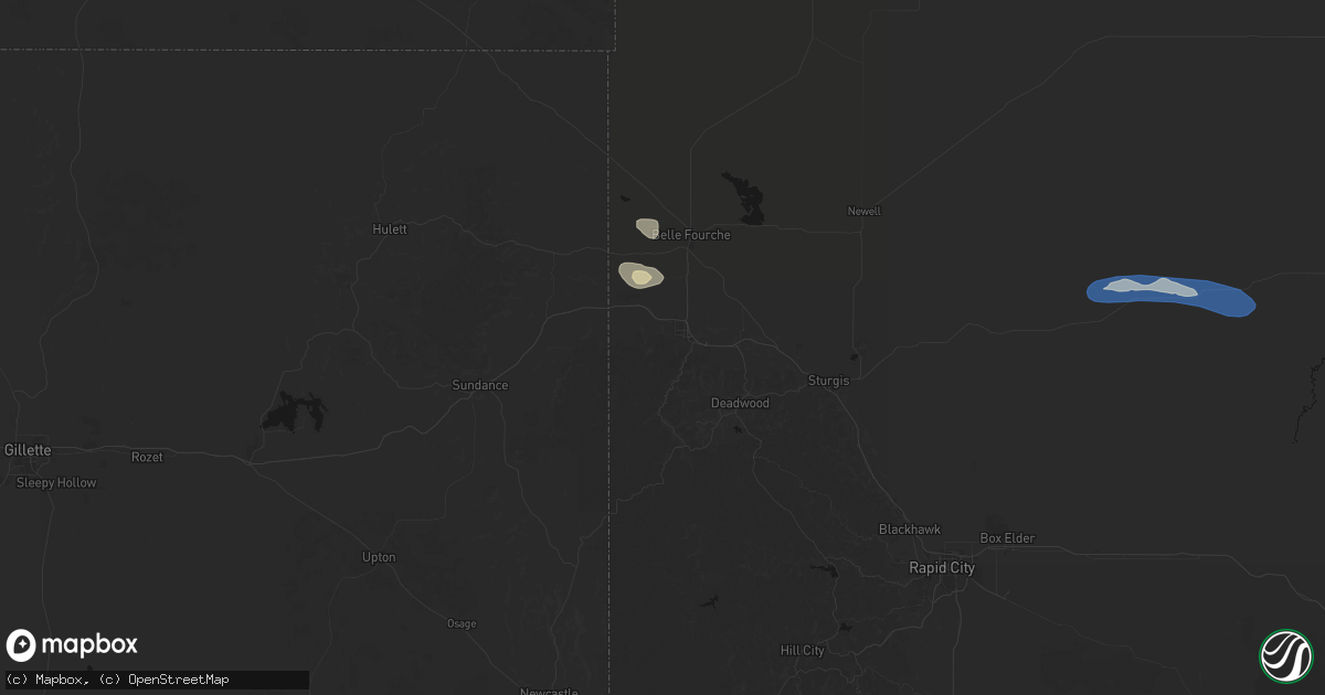 Hail map in Spearfish, SD on July 30, 2026