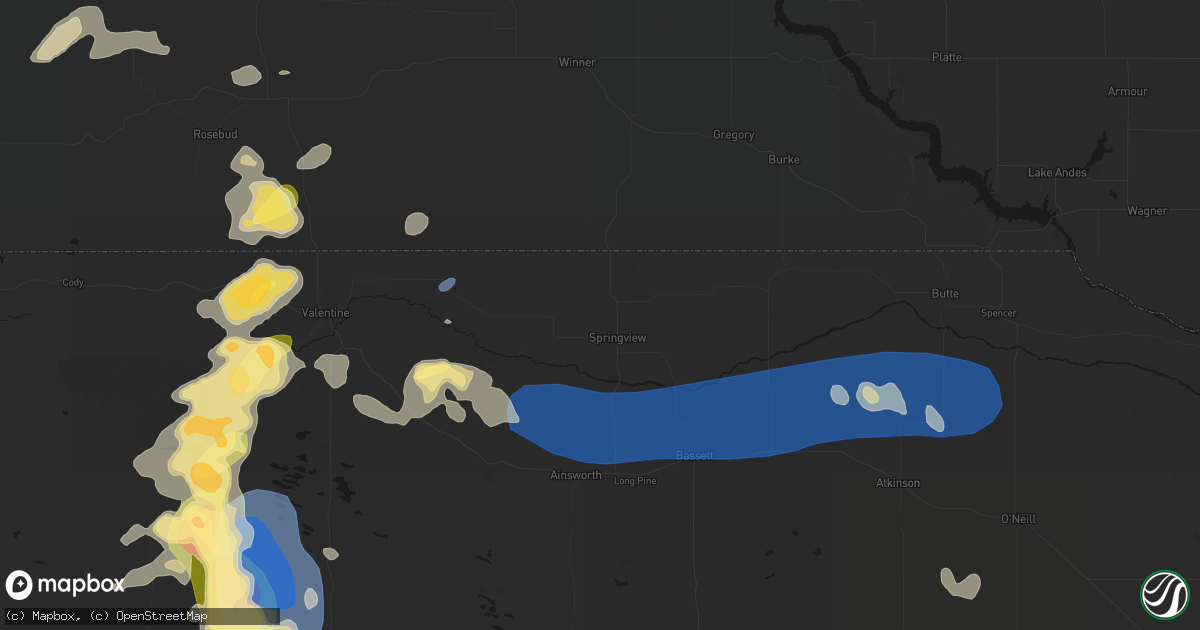 Hail map in Springview, NE on July 30, 2026