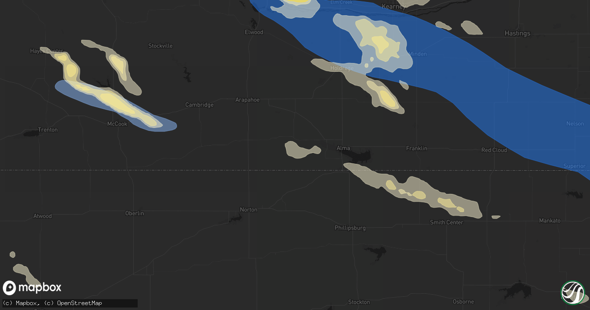 Hail map in Stamford, NE on July 30, 2026