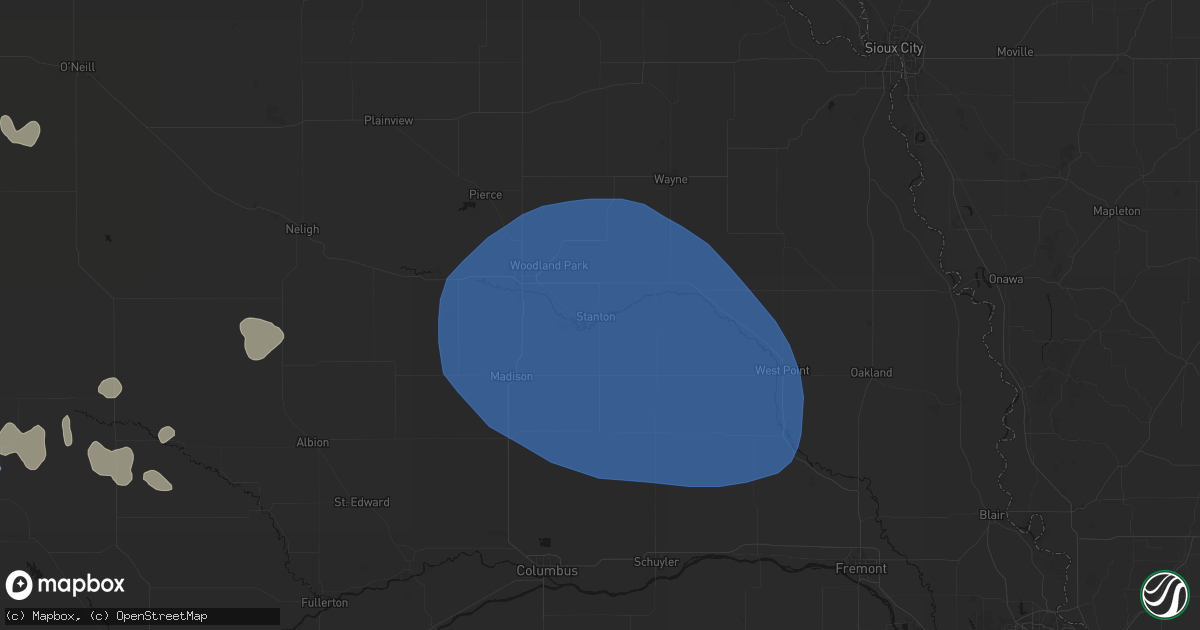 Hail map in Stanton, NE on July 30, 2026