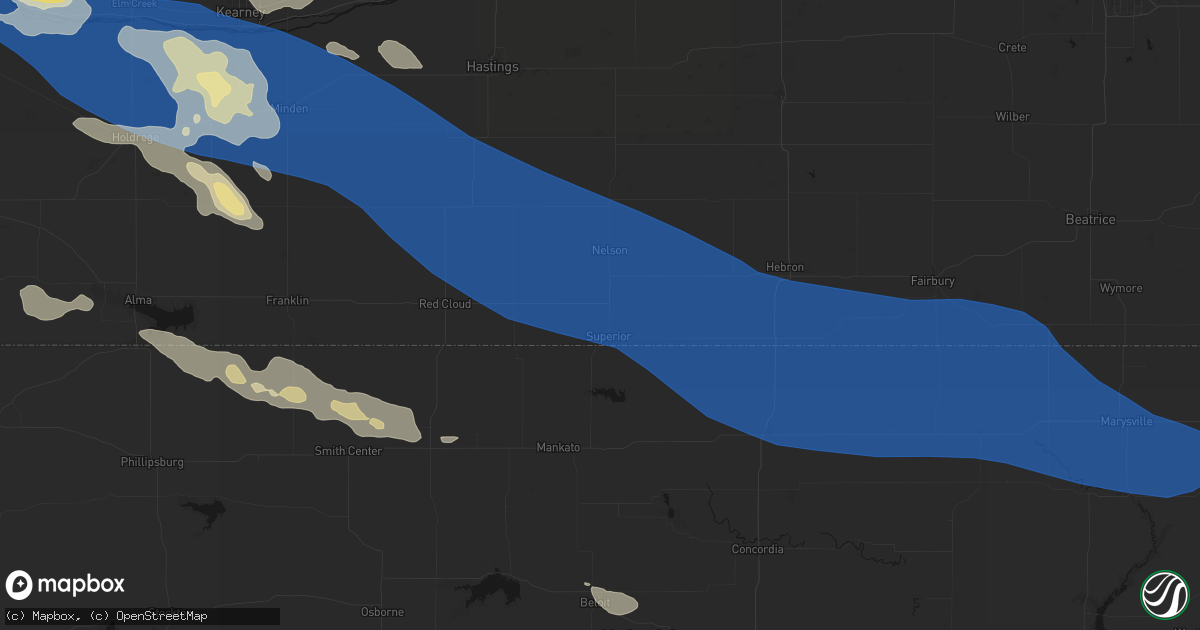 Hail map in Superior, NE on July 30, 2026
