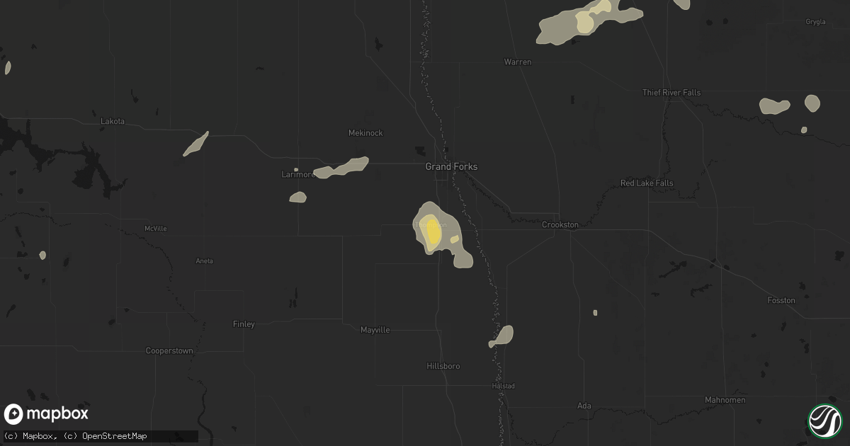 Hail map in Thompson, ND on July 30, 2026