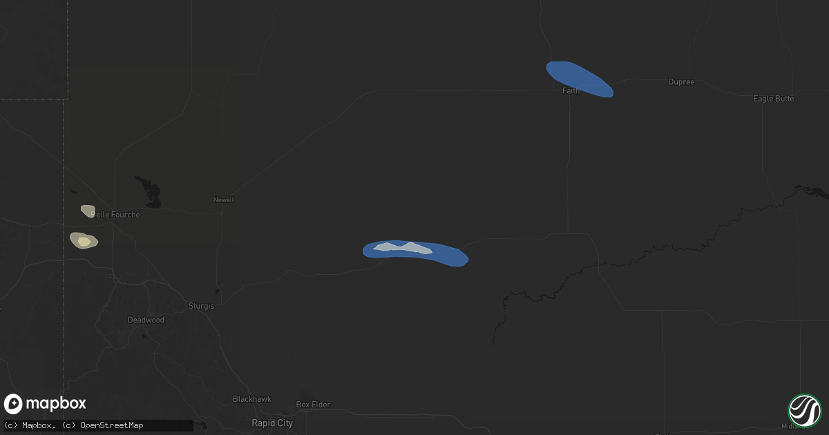 Hail map in Union Center, SD on July 30, 2026