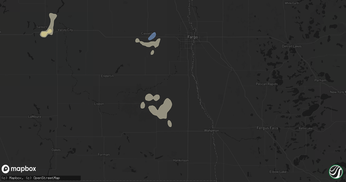 Hail map in Walcott, ND on July 30, 2026