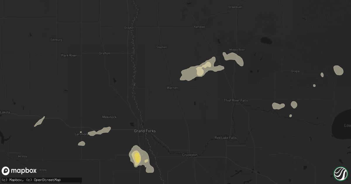 Hail map in Warren, MN on July 30, 2026