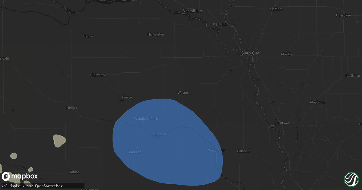 Hail map in Wayne, NE on July 30, 2026