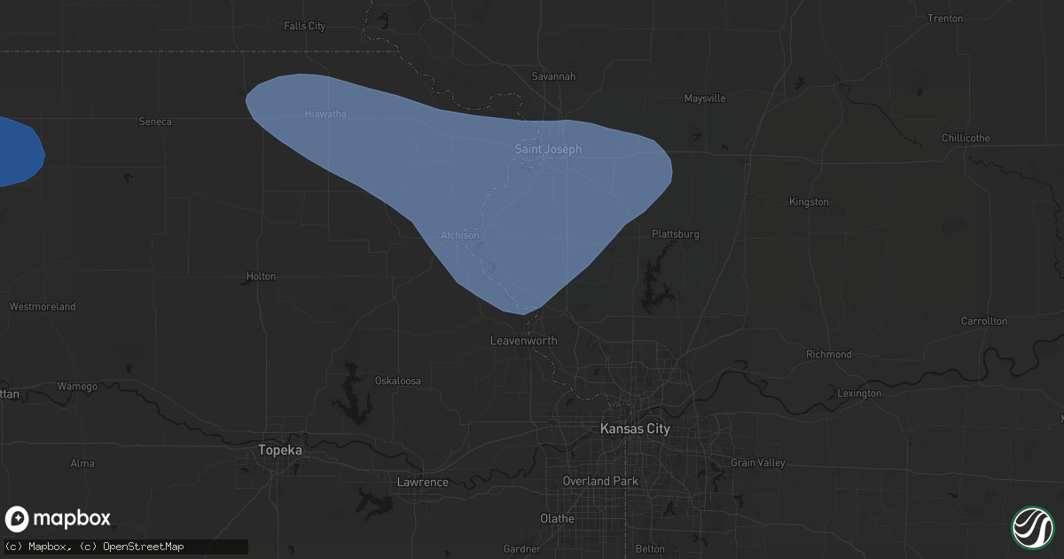 Hail map in Weston, MO on July 30, 2026