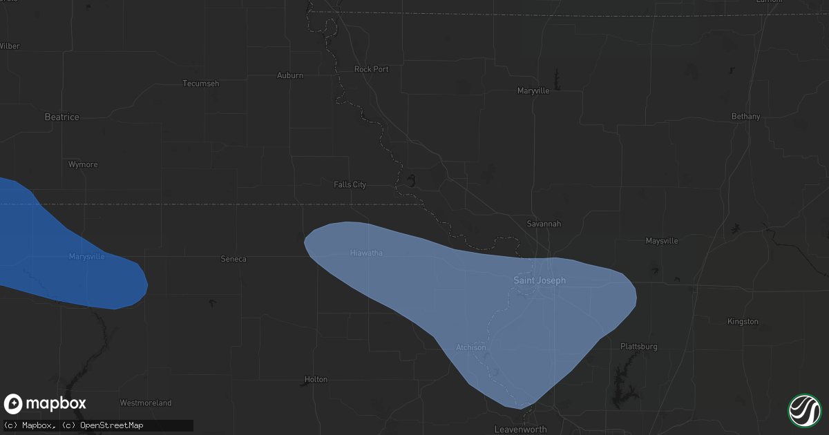 Hail map in White Cloud, KS on July 30, 2026