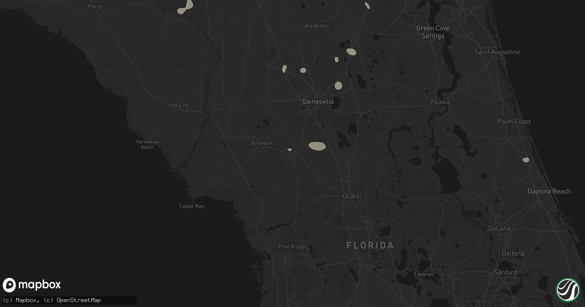 Hail map in Williston, FL on July 30, 2026