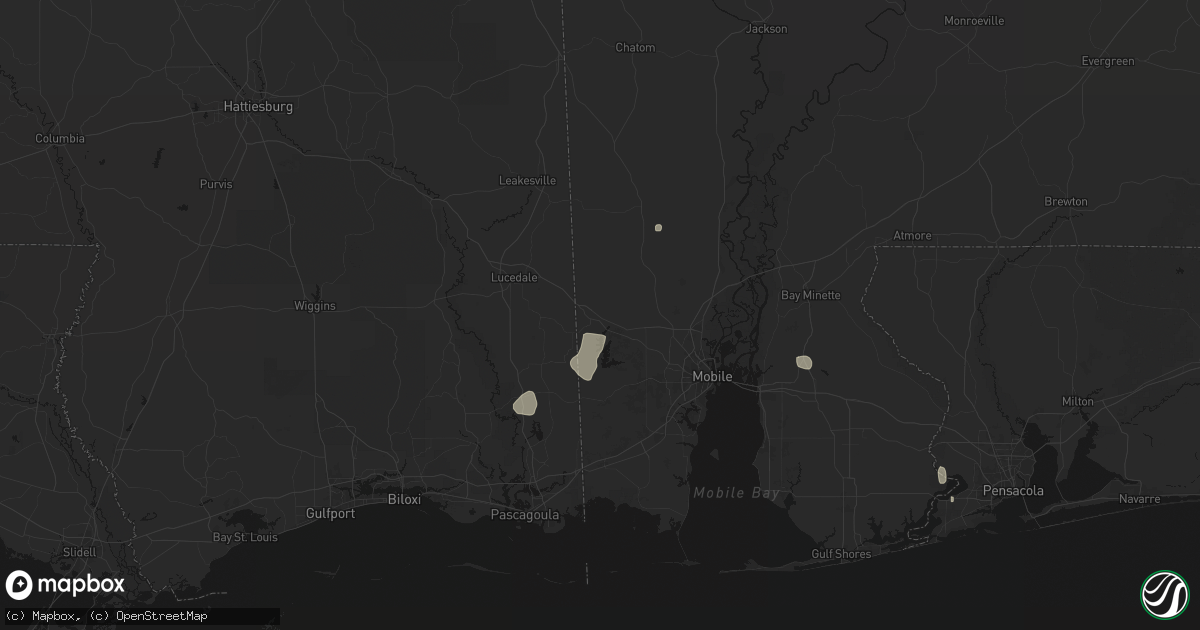 Hail map in Wilmer, AL on July 30, 2026