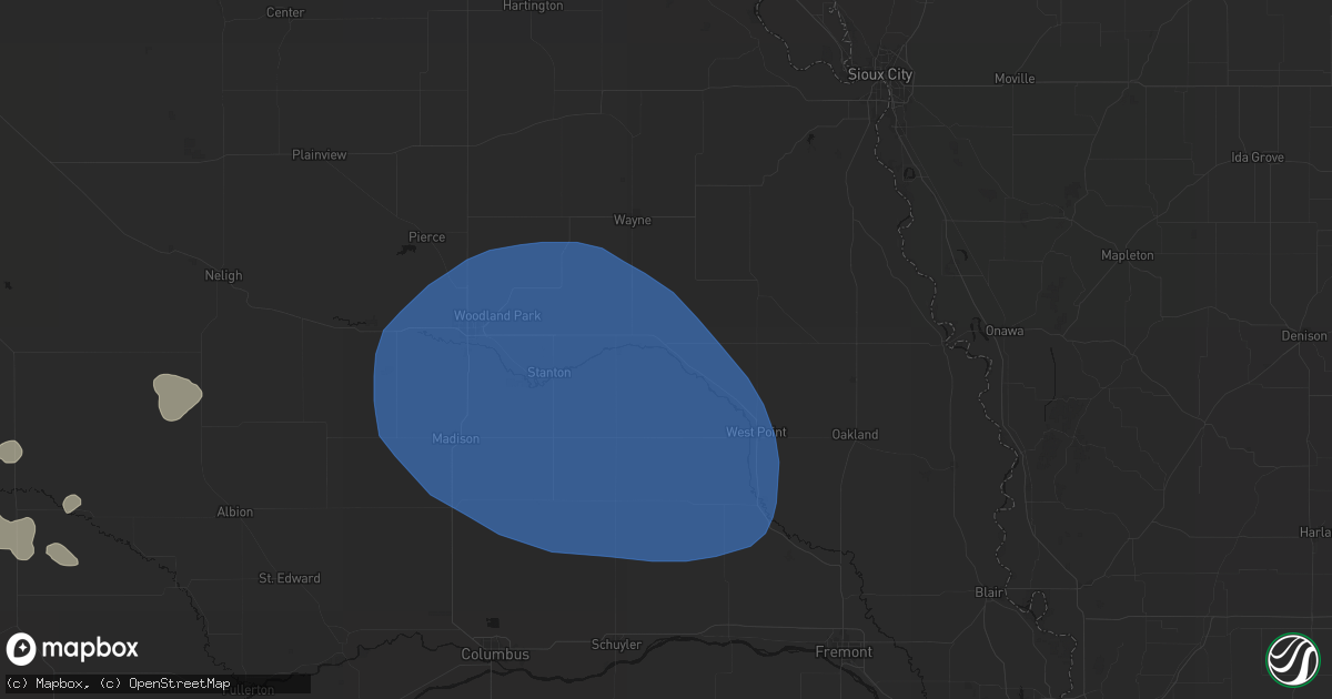 Hail map in Wisner, NE on July 30, 2026
