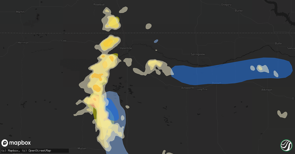 Hail map in Wood Lake, NE on July 30, 2026